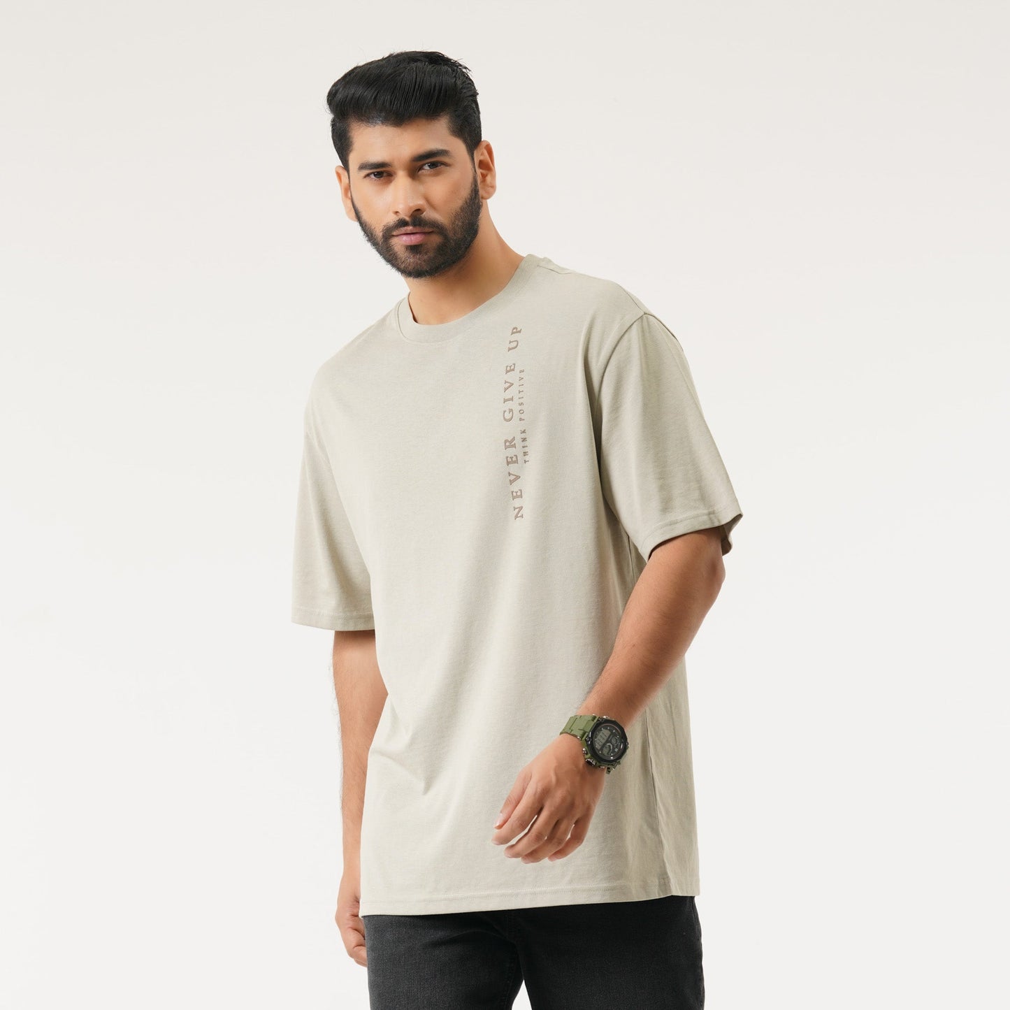 Mens Beige Oversized T-Shirt