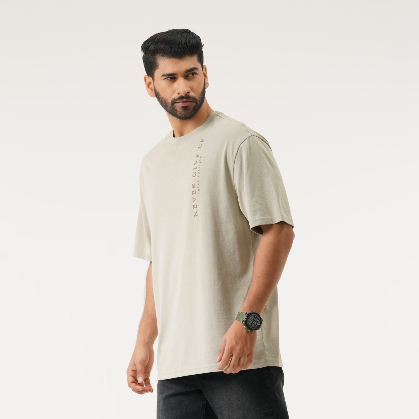 Mens Beige Oversized T-Shirt