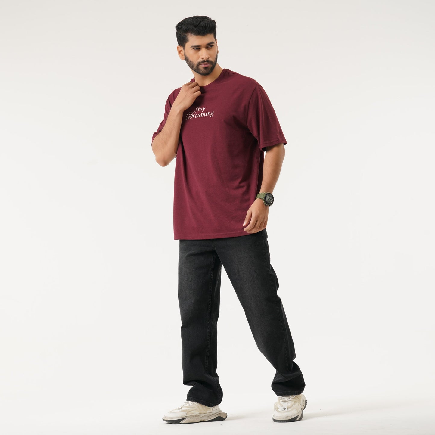 Mens Maroon Oversized T-Shirt
