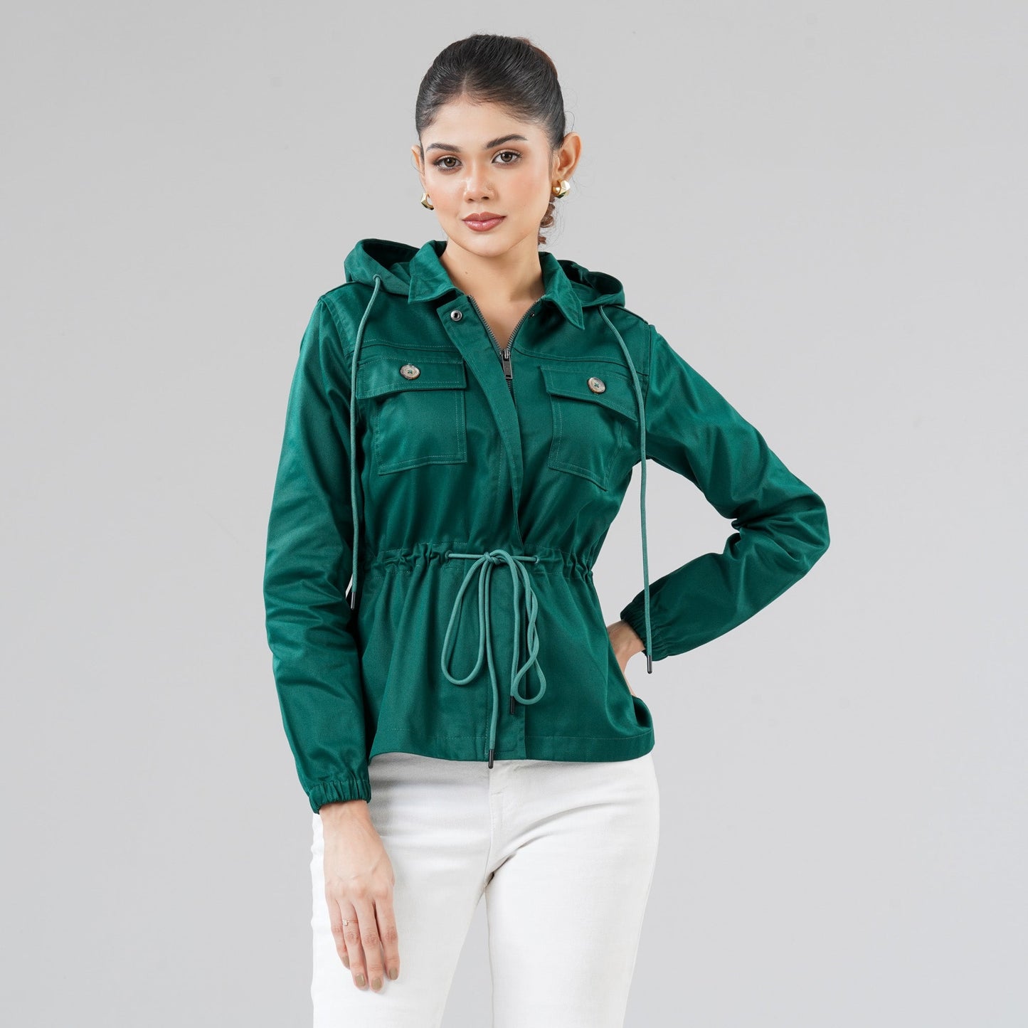 Womens Forest Green Twill Jacket