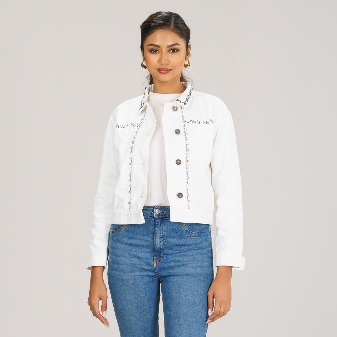 Womens White Twill Jacket