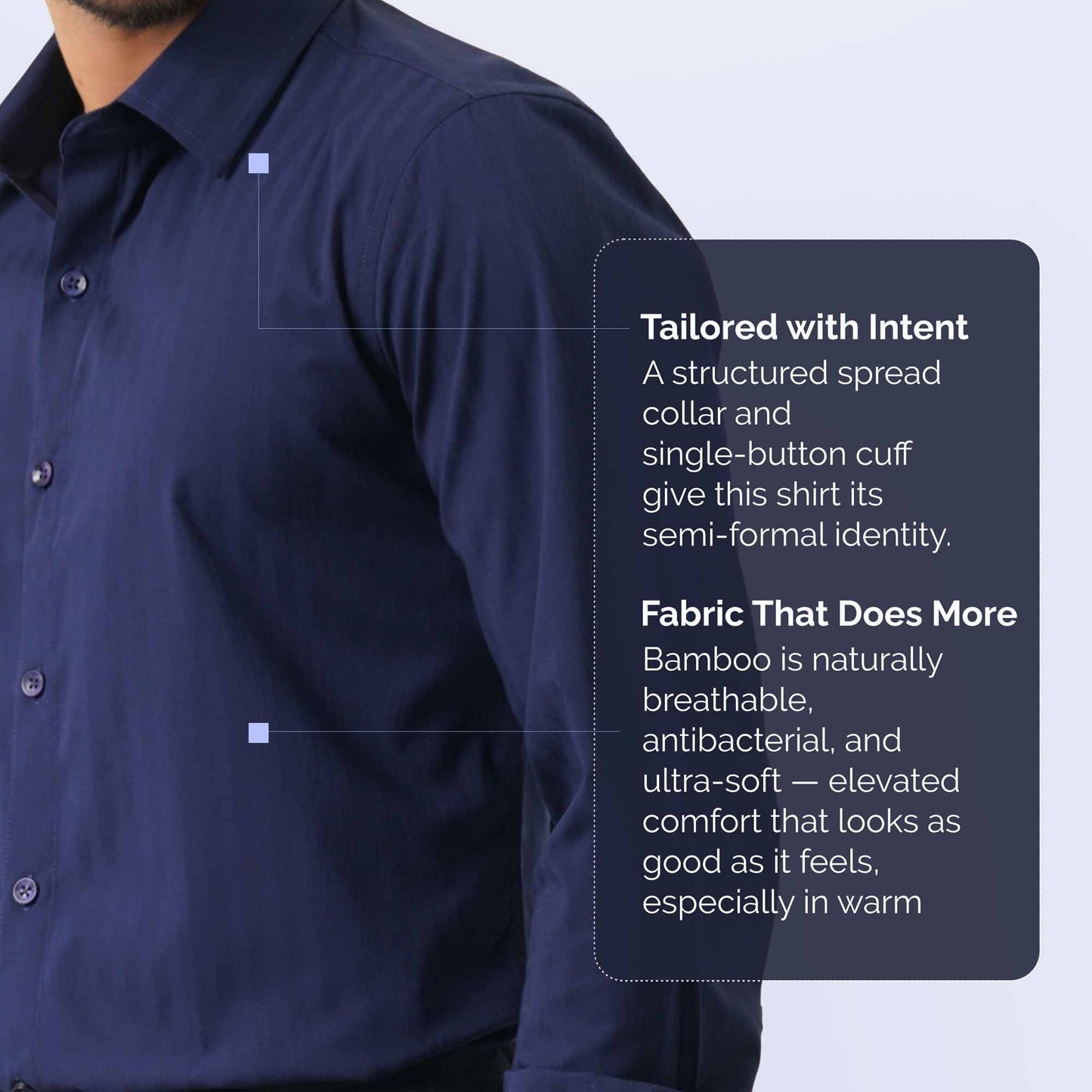 Mens Navy Blue Semi Formal Shirt