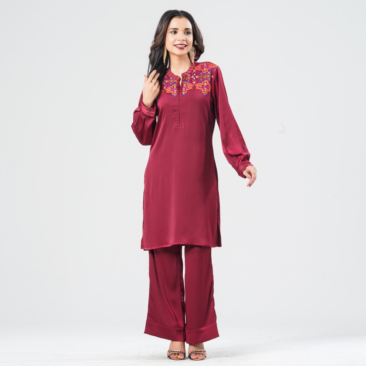 Women’s Crepe Silk Embroidered Two Piece Set