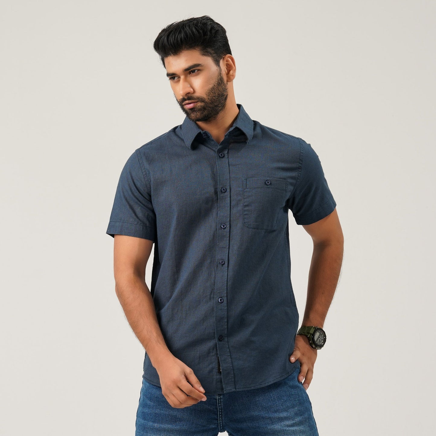 Mens Navy Short Sleeve Shirt