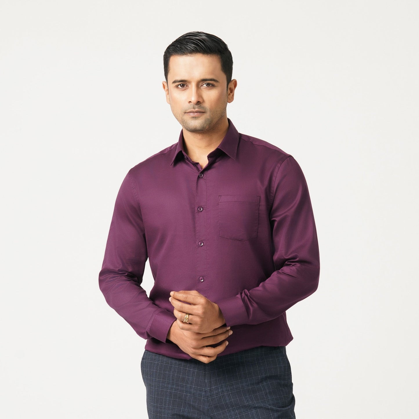 Men’s Purple Satin Lycra Shirt