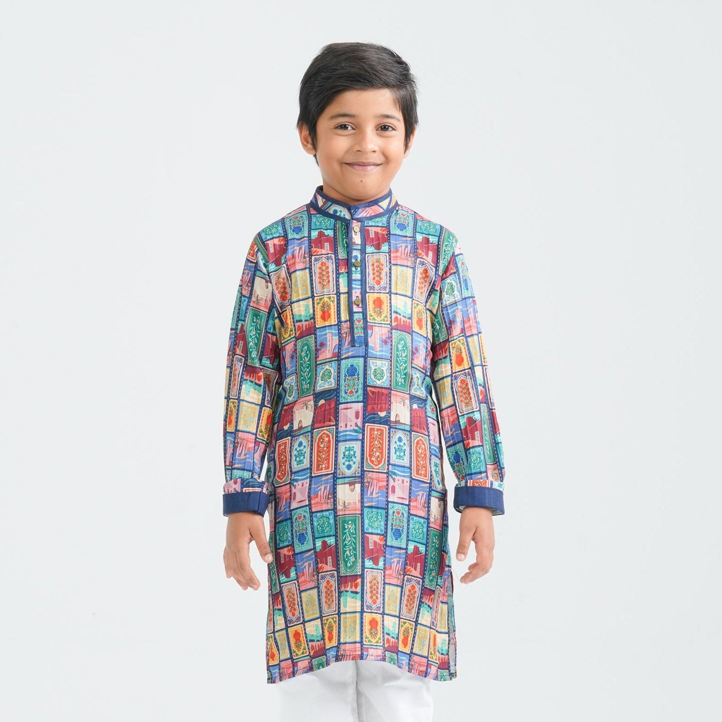 Boy's Multicolor Printed Panjabi
