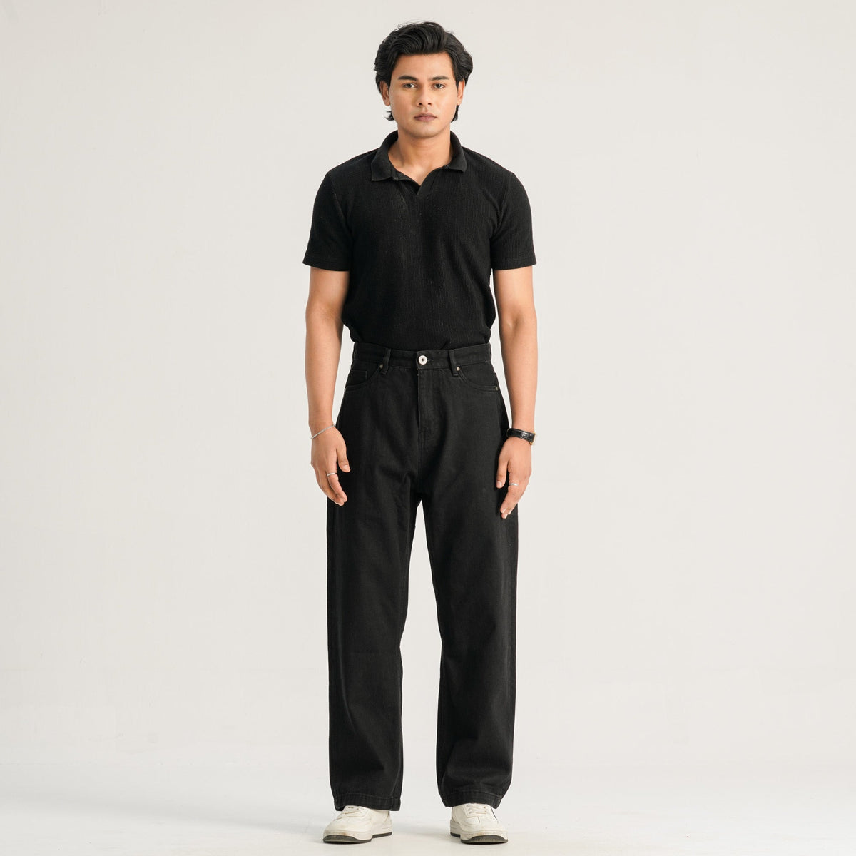 Men’s Jet Black Baggy Denim Pants