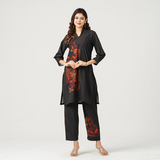 Women’s Blended Silk Printed Two-Piece Set