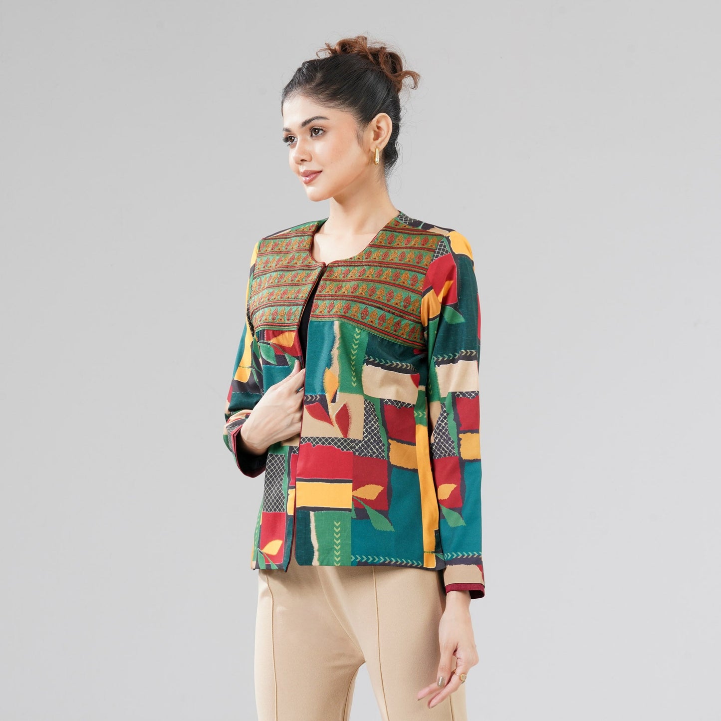 Women Green Ethnic Jacket
