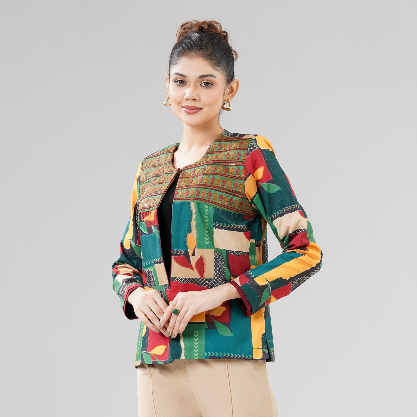 Women Green Ethnic Jacket