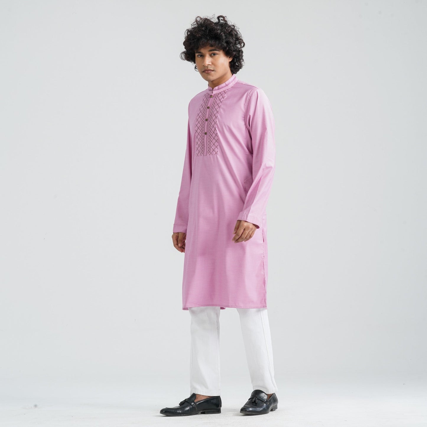 Men's Pink Embroidery Panjabi