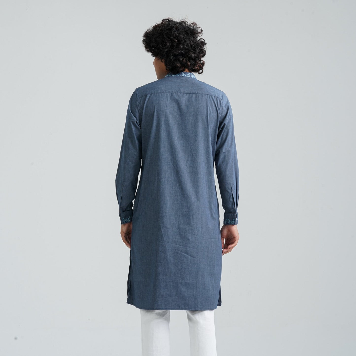 Men's Ash Blue Premium Panjabi
