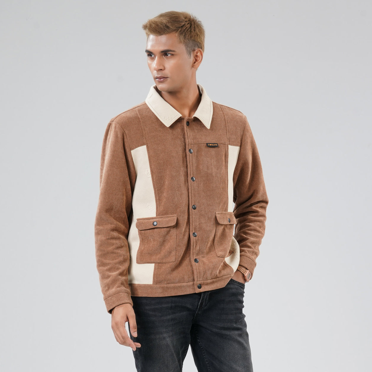 Mens Brown Cream Shacket