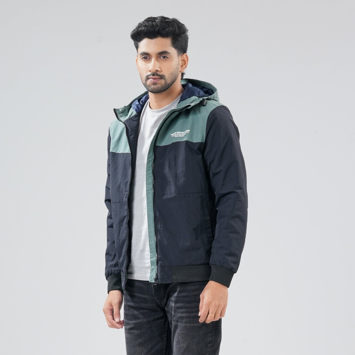 Mens Black & Green Windbreaker