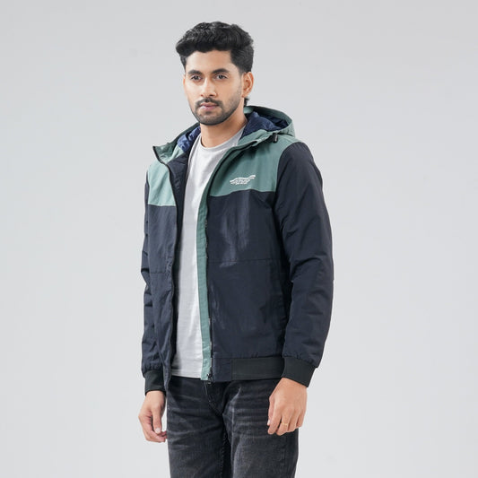 Mens Black & Green Windbreaker