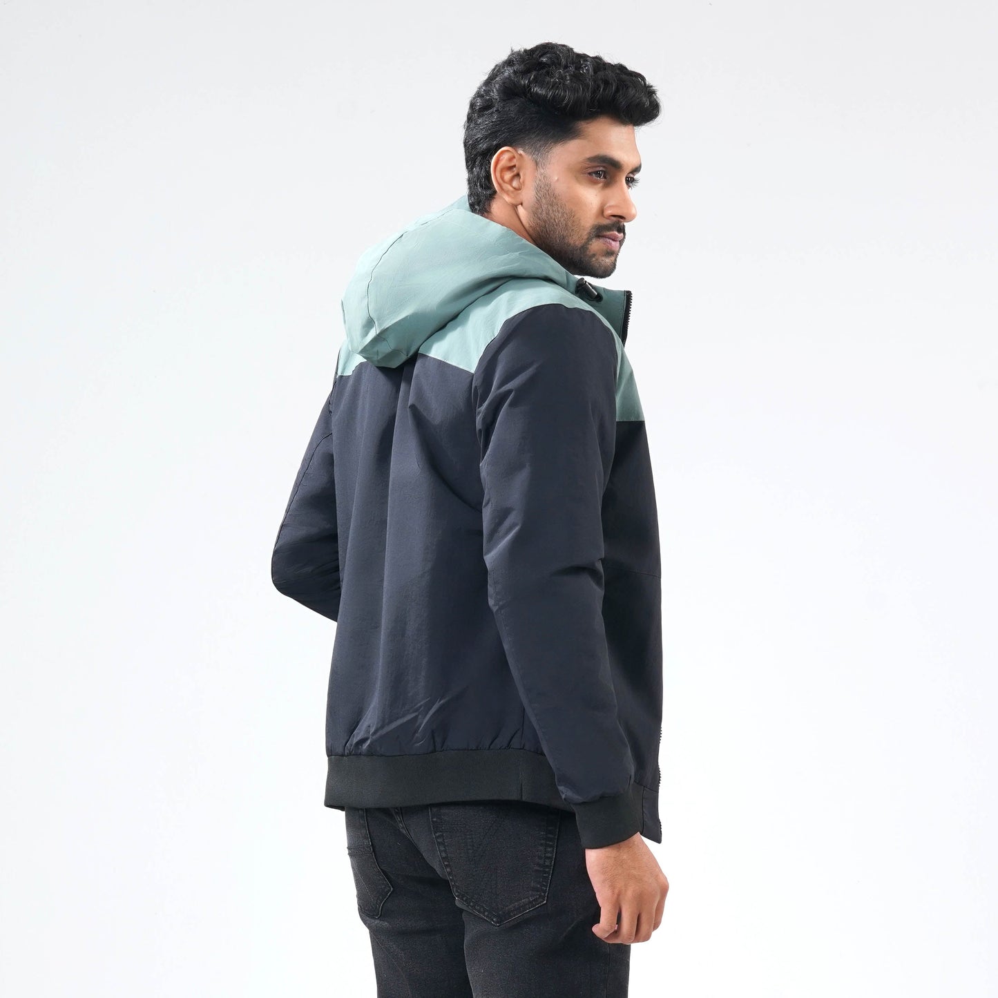 Mens Black & Green Windbreaker