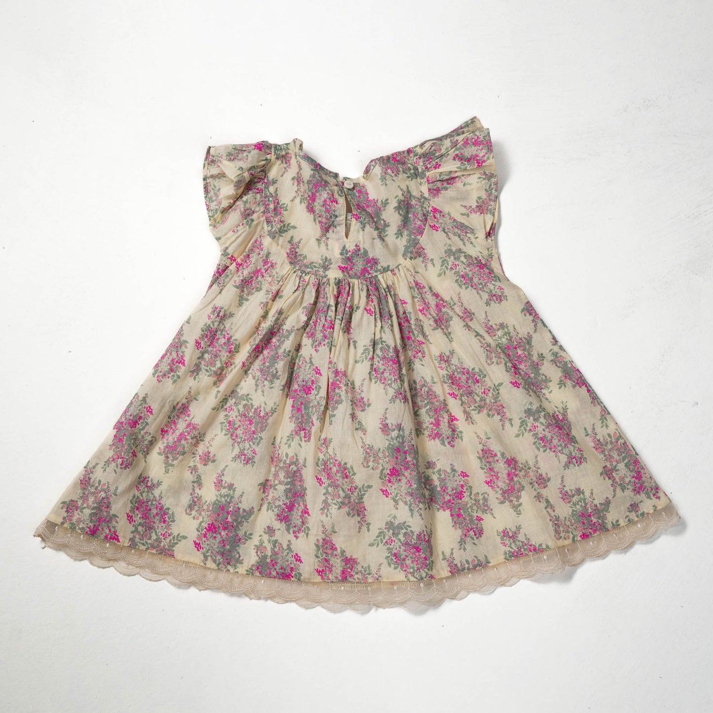 Girls Frock Set-CREAM PRINT