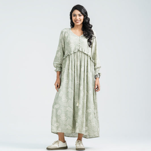 Women's Green Blended Dress