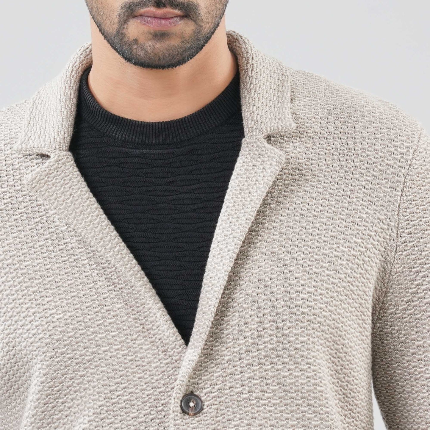 Mens Beige Sweater Blazer