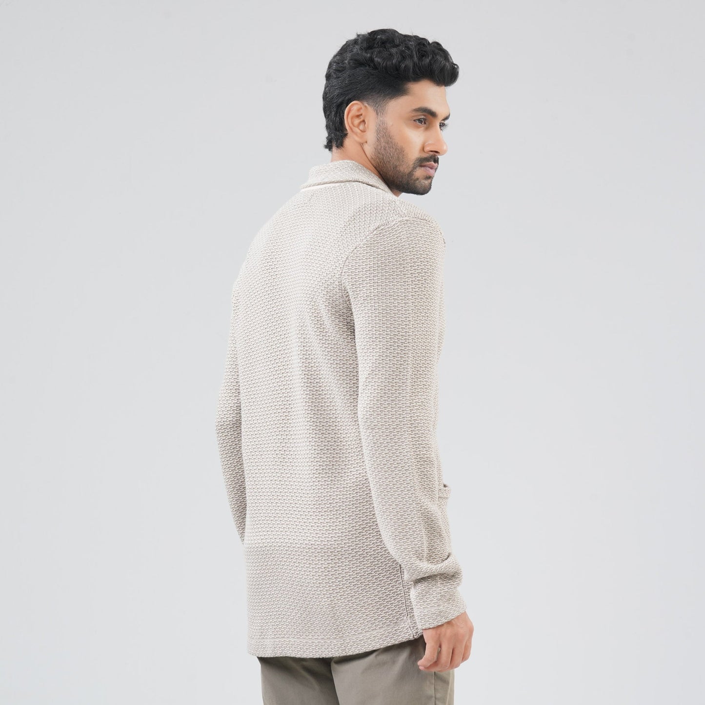 Mens Beige Sweater Blazer