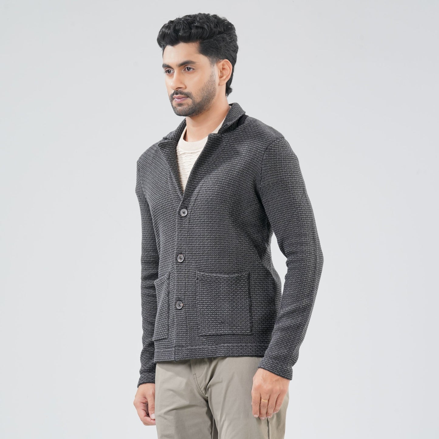 Mens Dark Grey Sweater Blazer