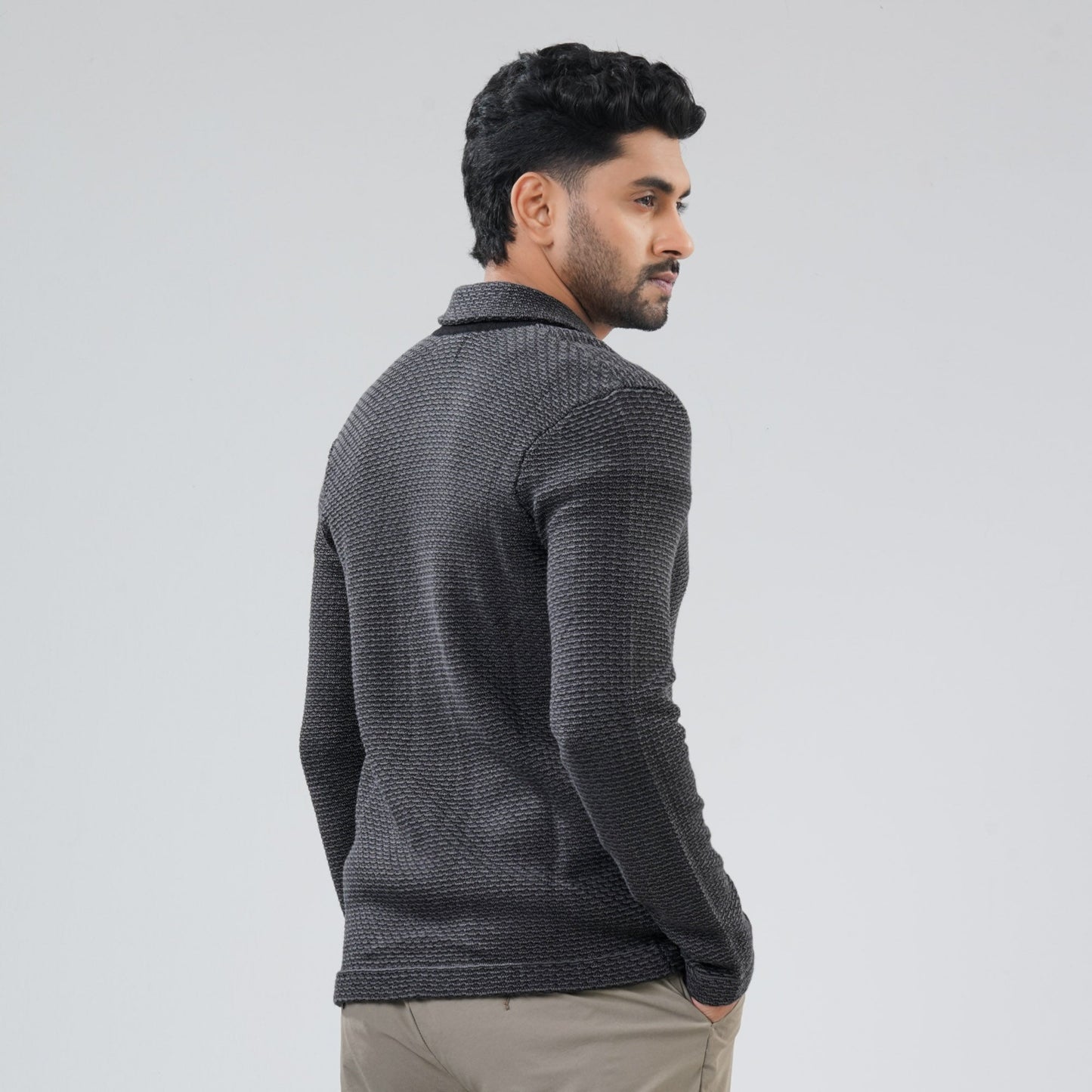 Mens Dark Grey Sweater Blazer