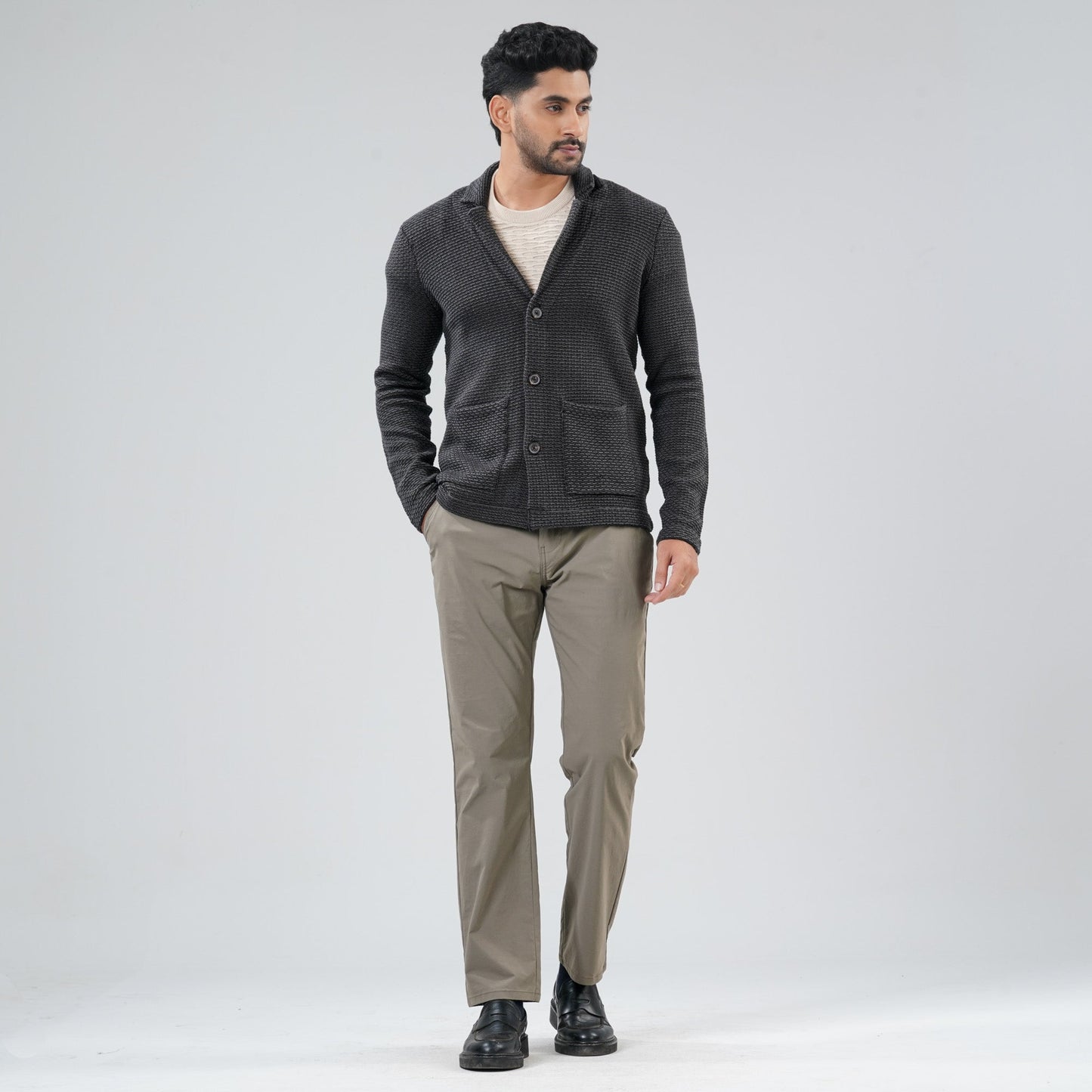 Mens Dark Grey Sweater Blazer