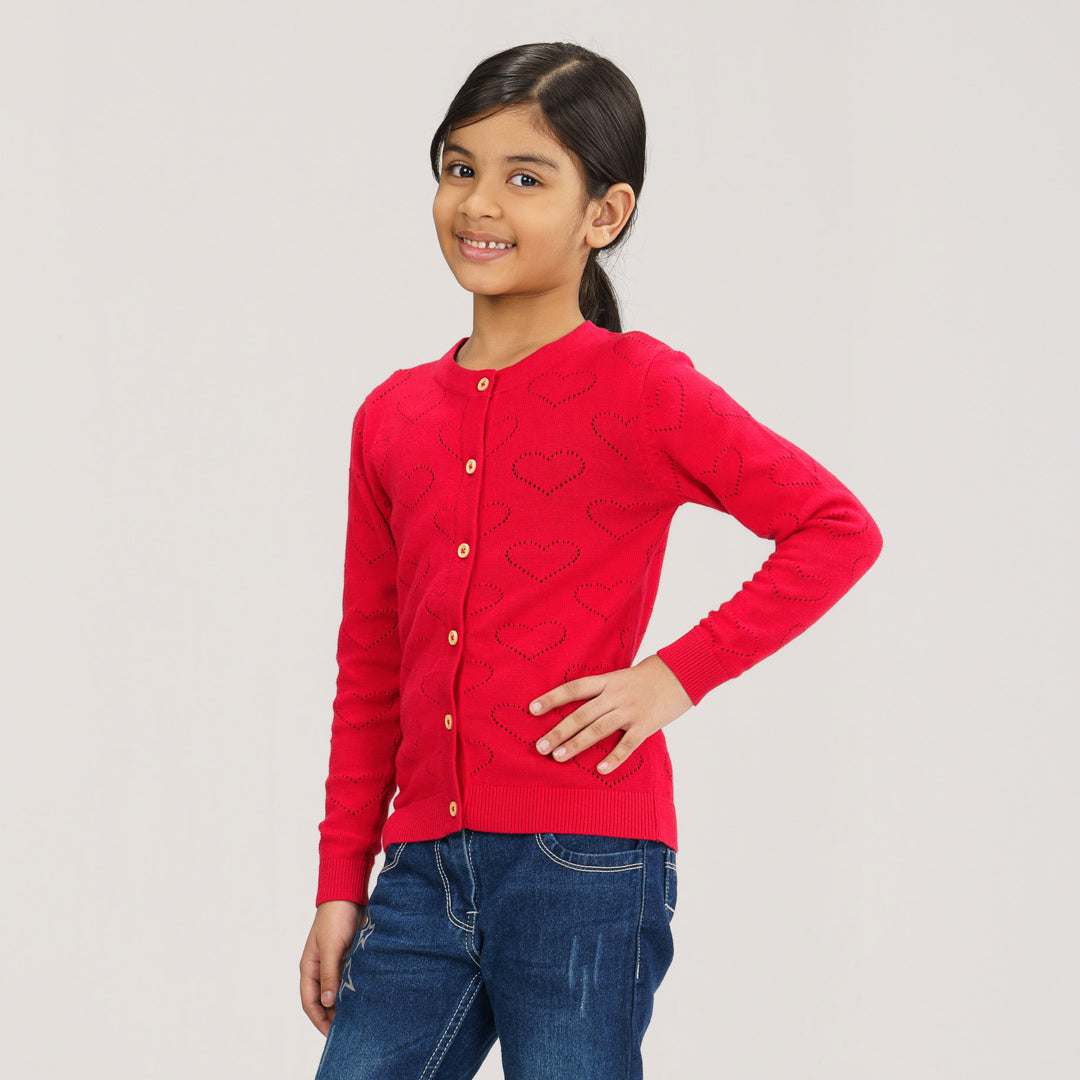 Girls Red Cardigan