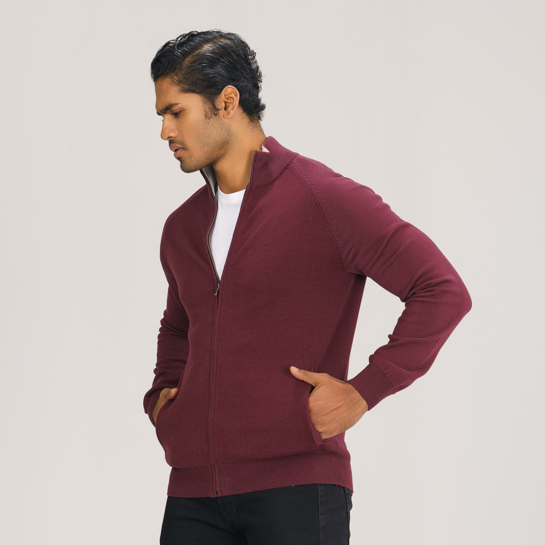 Mens Maroon Cardigan
