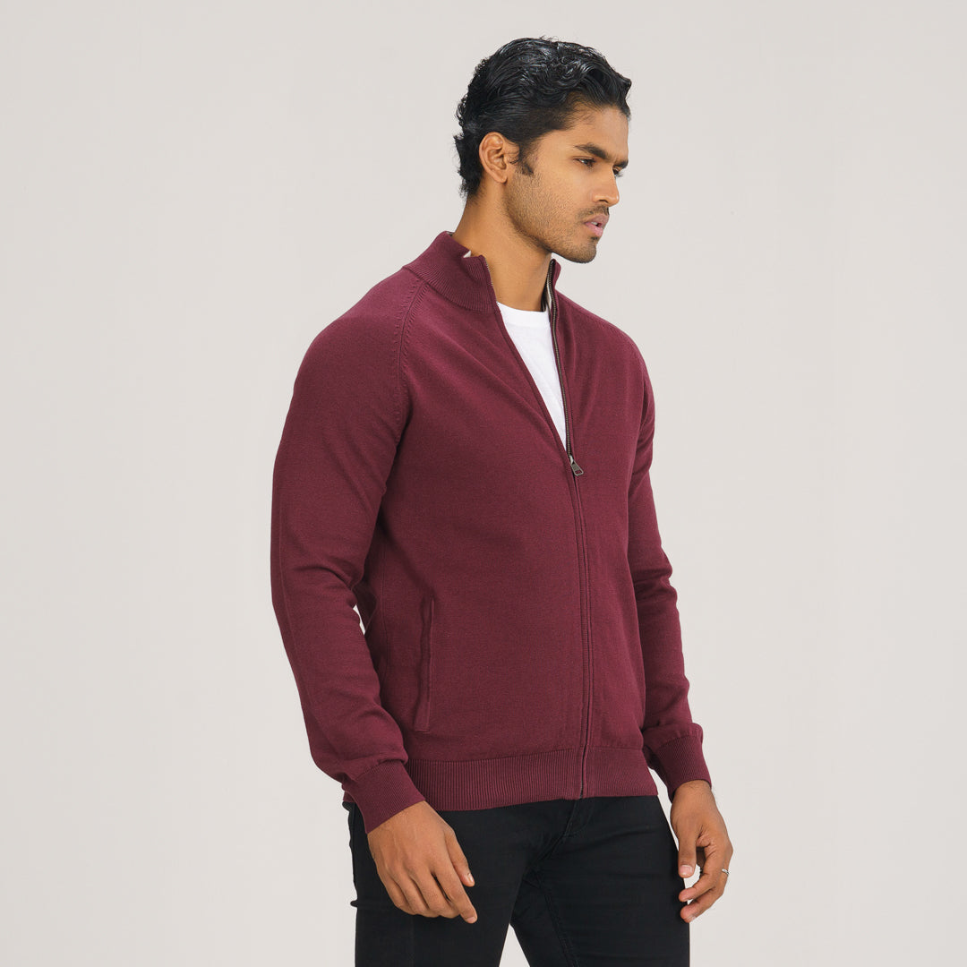Mens Maroon Cardigan