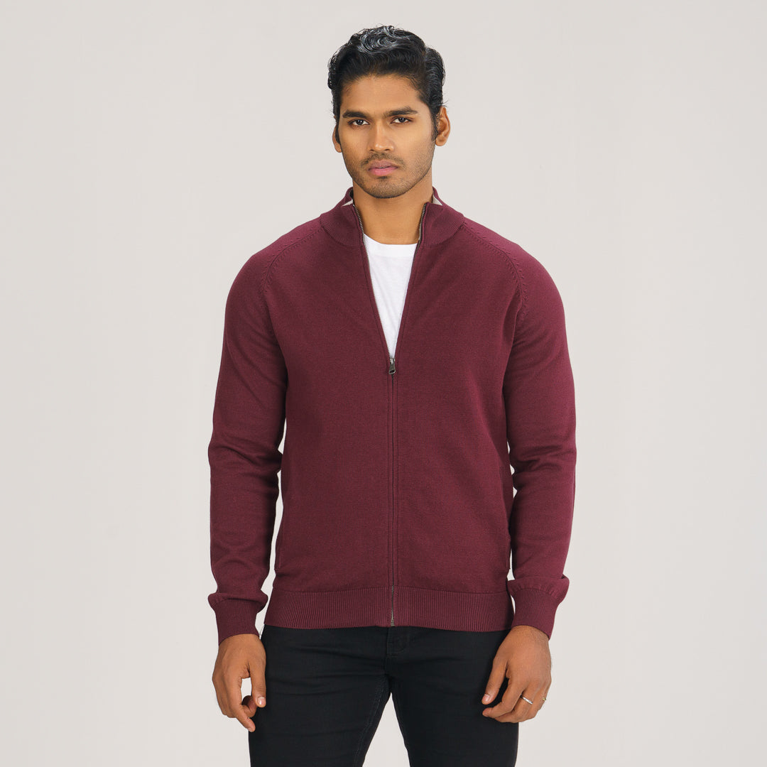 Mens Maroon Cardigan