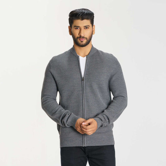 Mens Dark Grey Sweater Cardigan