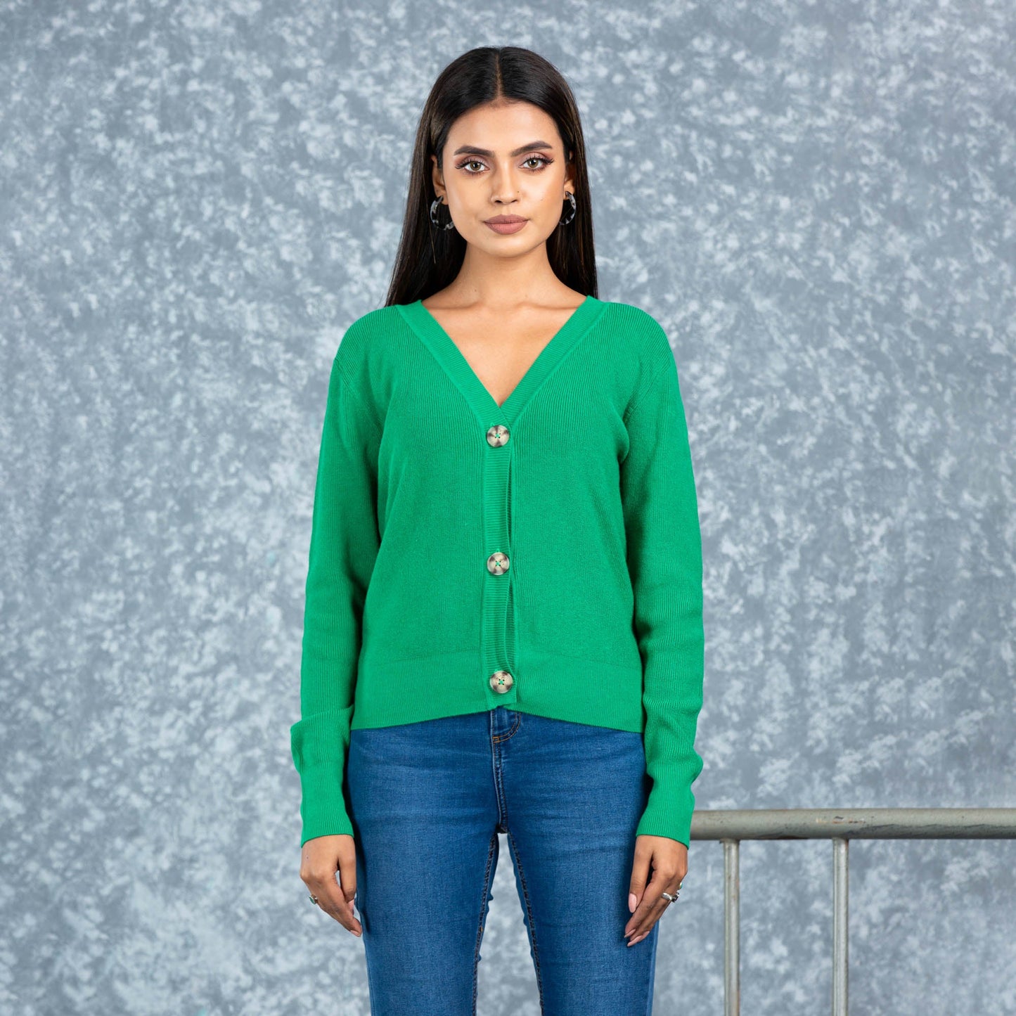 Women Green Cardigan