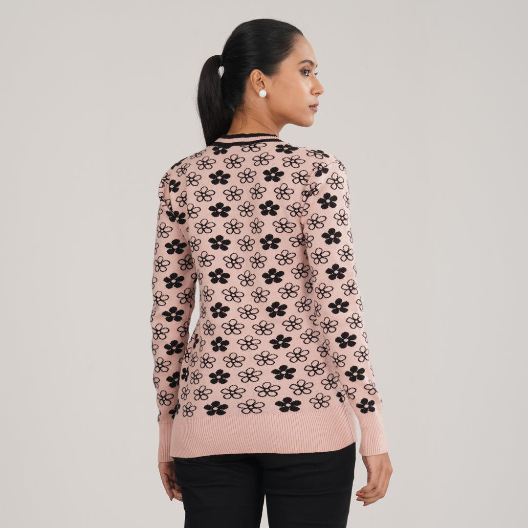 Womens Black & Pink Cardigan