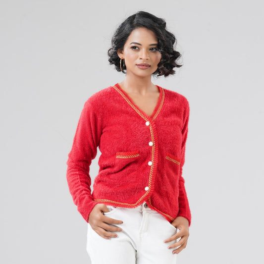 Womens Red Cardigan