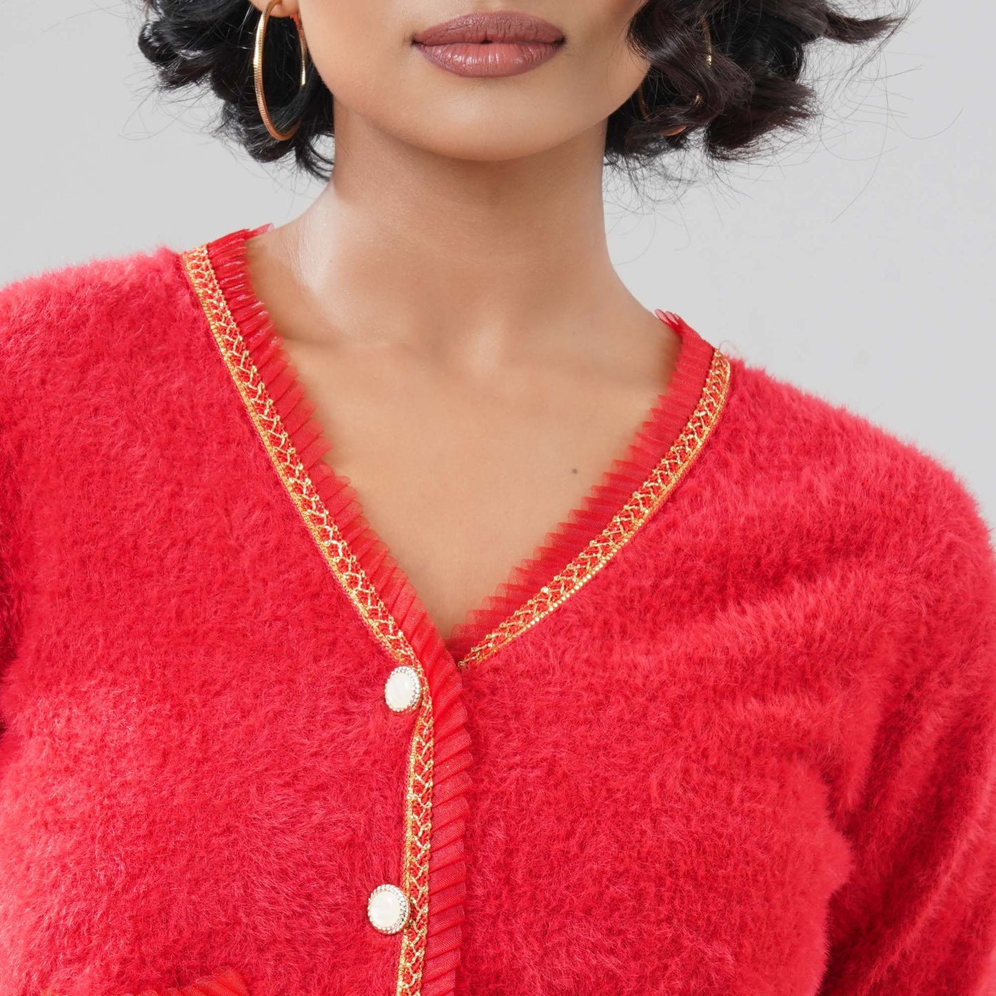 Womens Red Cardigan