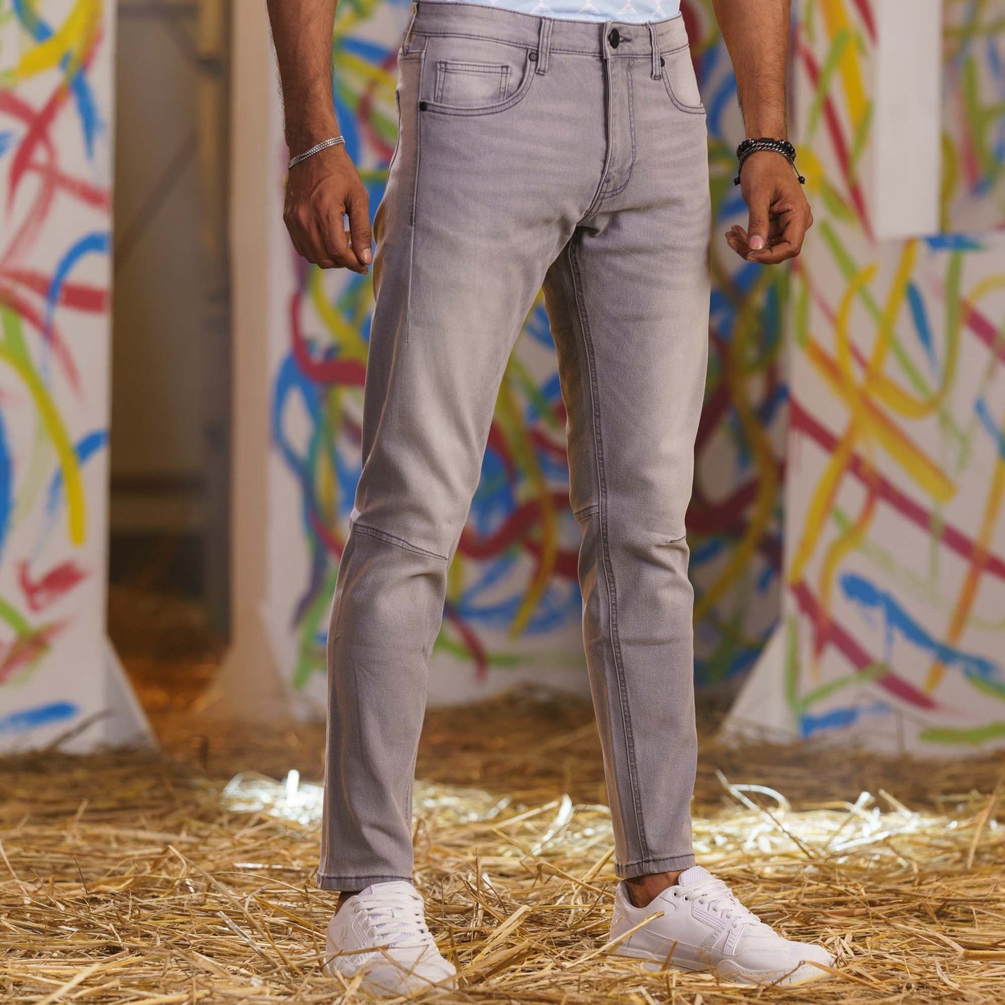 MENS DENIM LONG PANT-LIGHT GREY