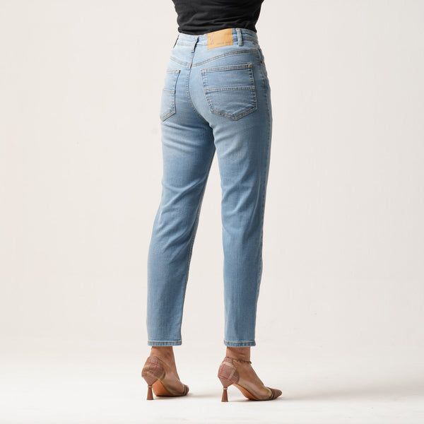 LADIES DENIM LONG PANT-BLUE