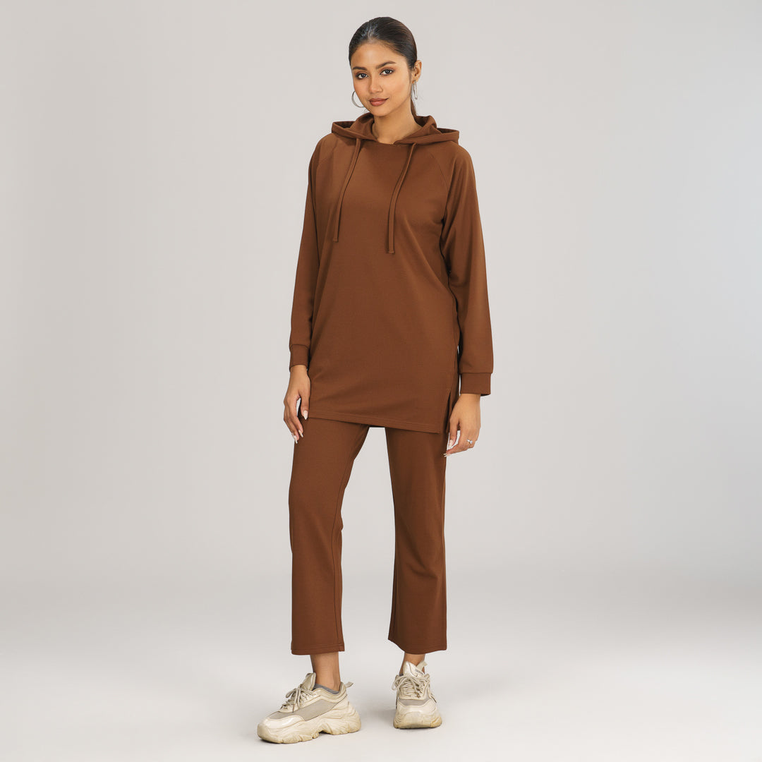 Women's Brown Hoodie Joggers Set