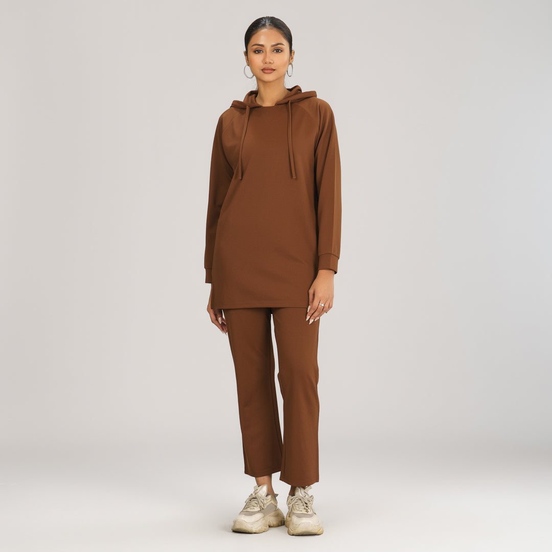 Women's Brown Hoodie Joggers Set