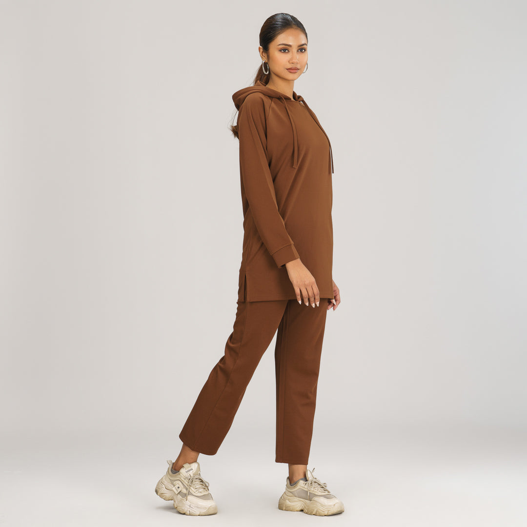 Women's Brown Hoodie Joggers Set