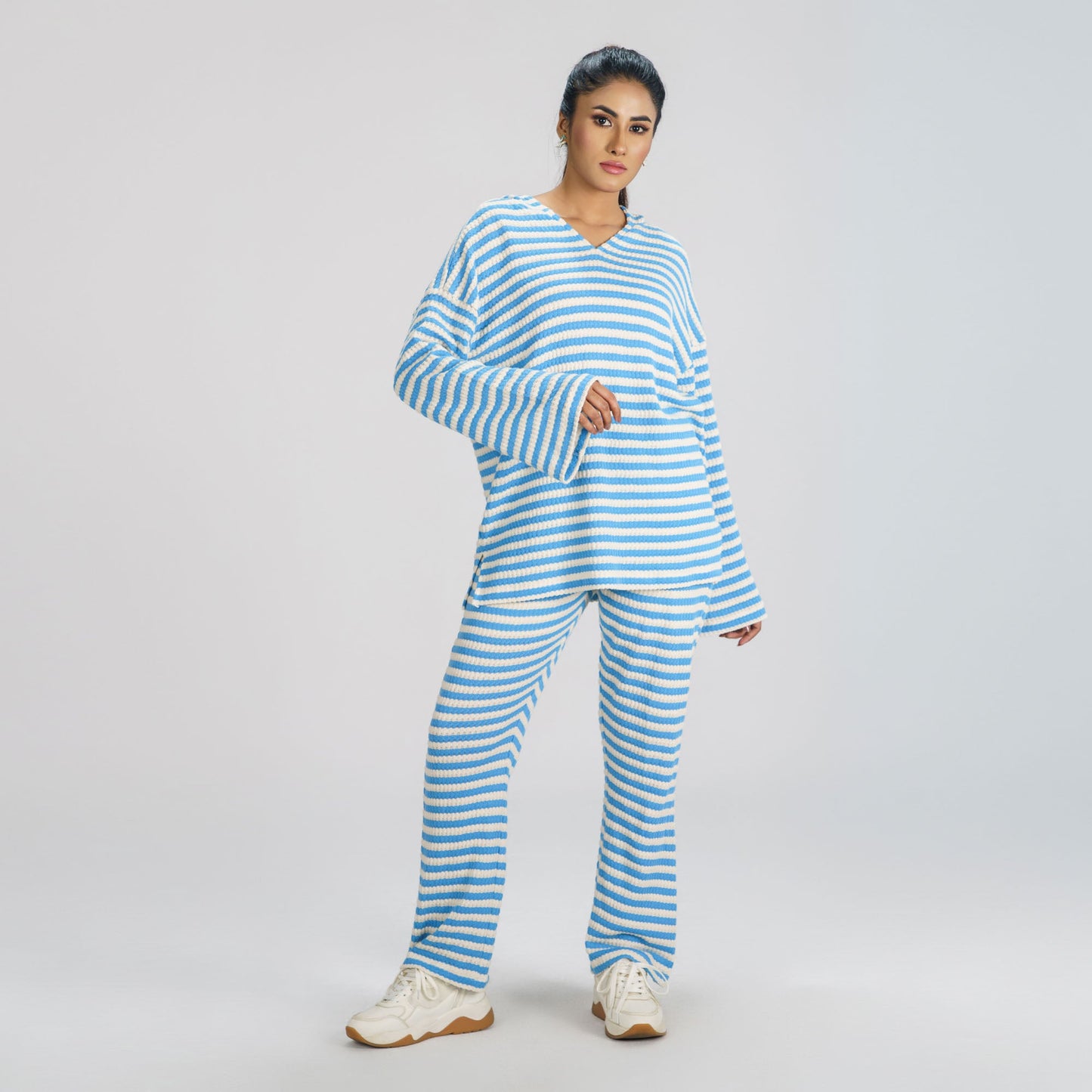 Women's hoodie Joggers Set -Blue & White