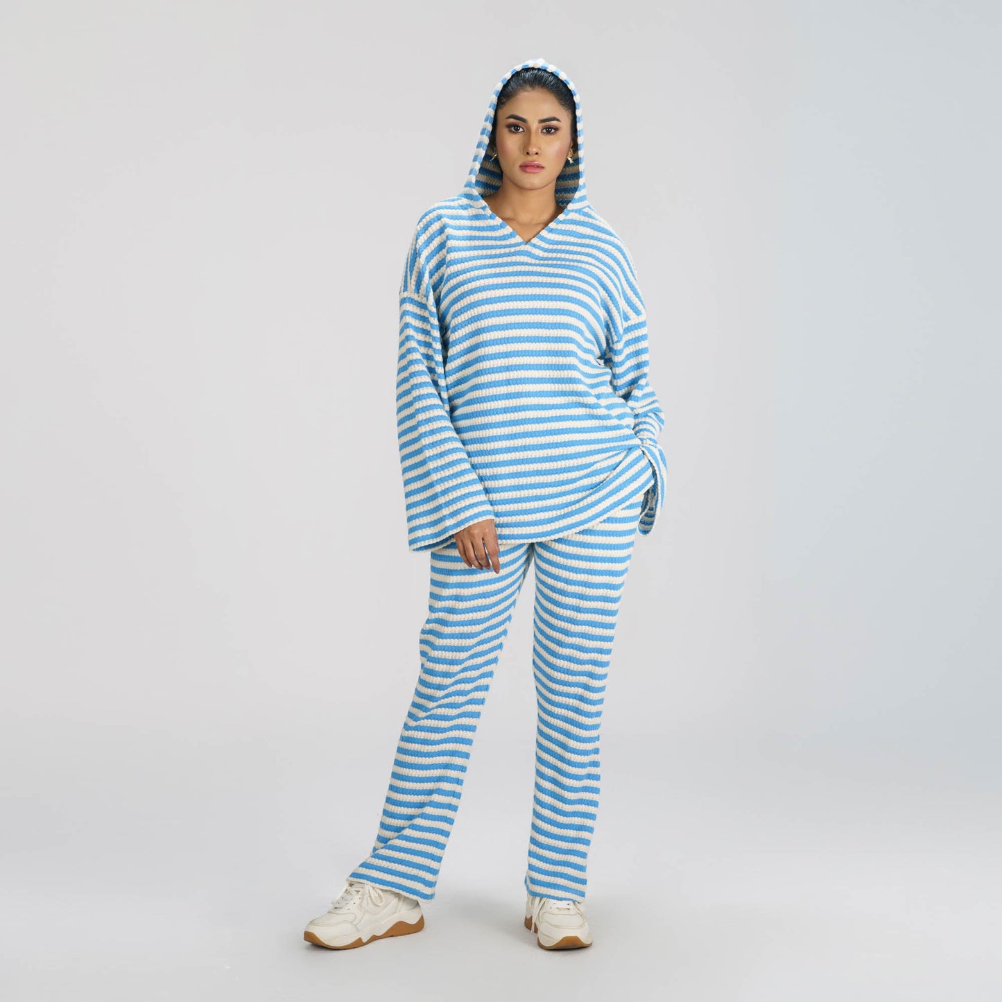 Women's hoodie Joggers Set -Blue & White