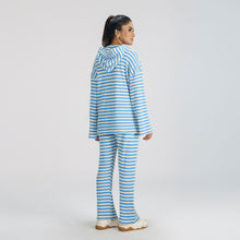 Load image into Gallery viewer, Women&#39;s hoodie Joggers Set -Blue &amp; White
