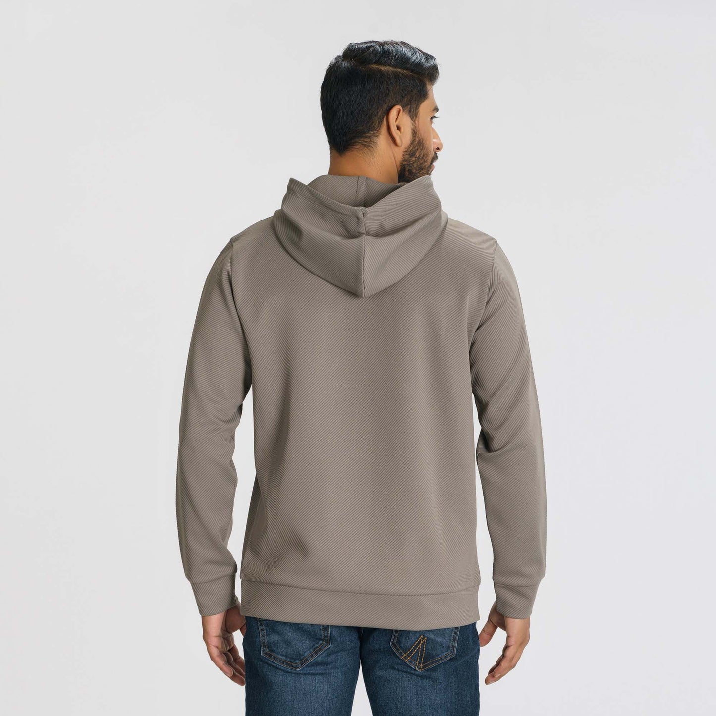 Mens Grey Jacquard Hoodie