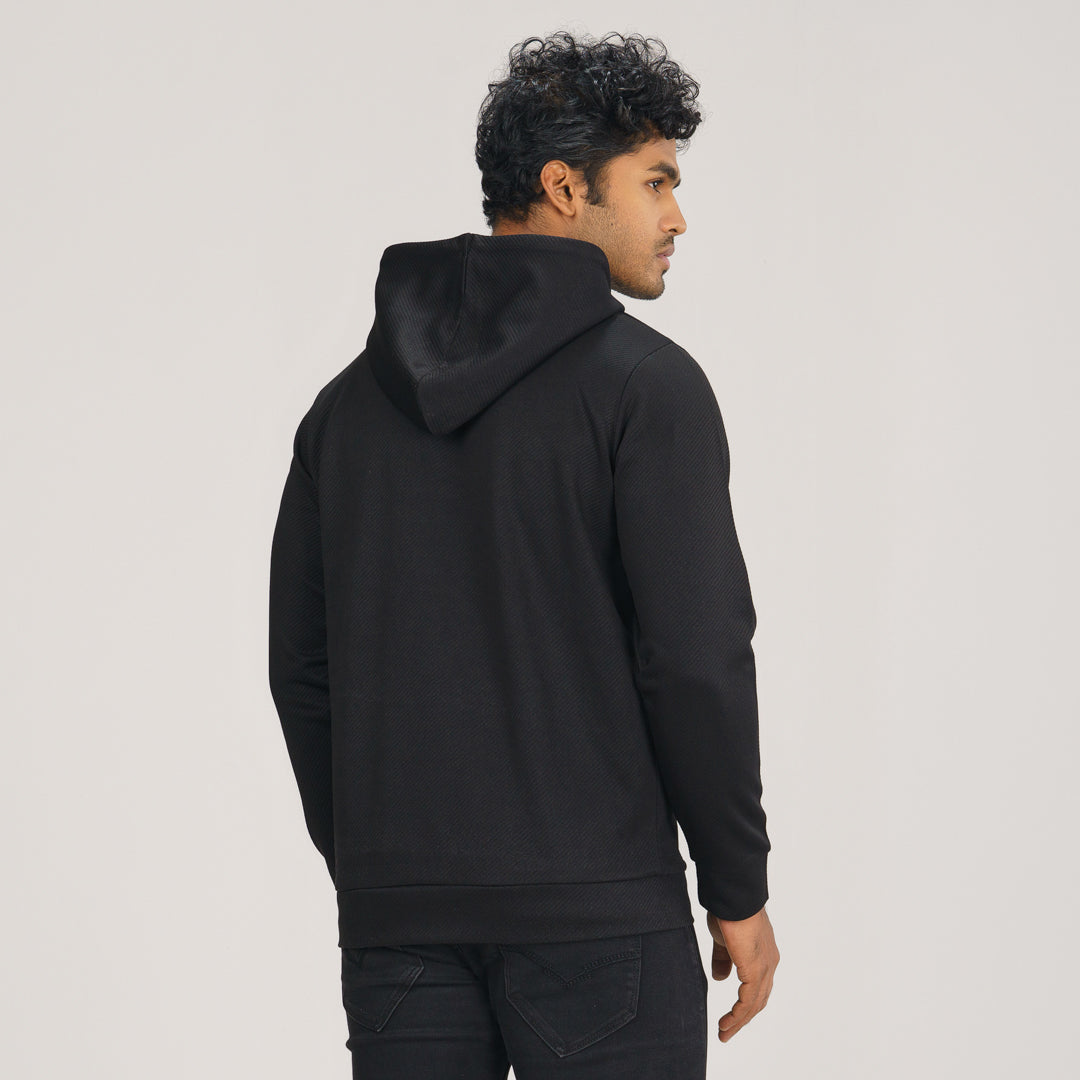 Mens Black Jacquard Hoodie