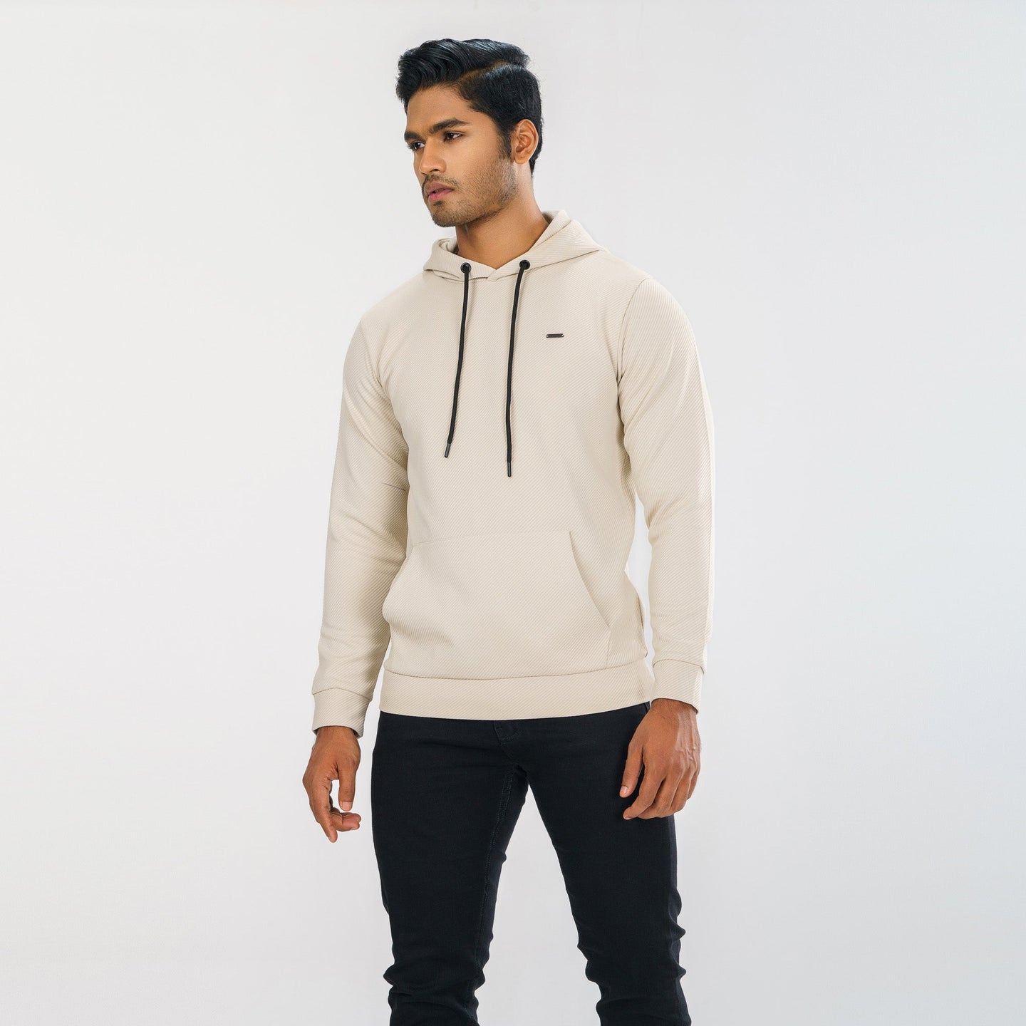 Men's Beige Jacquard Hoodie