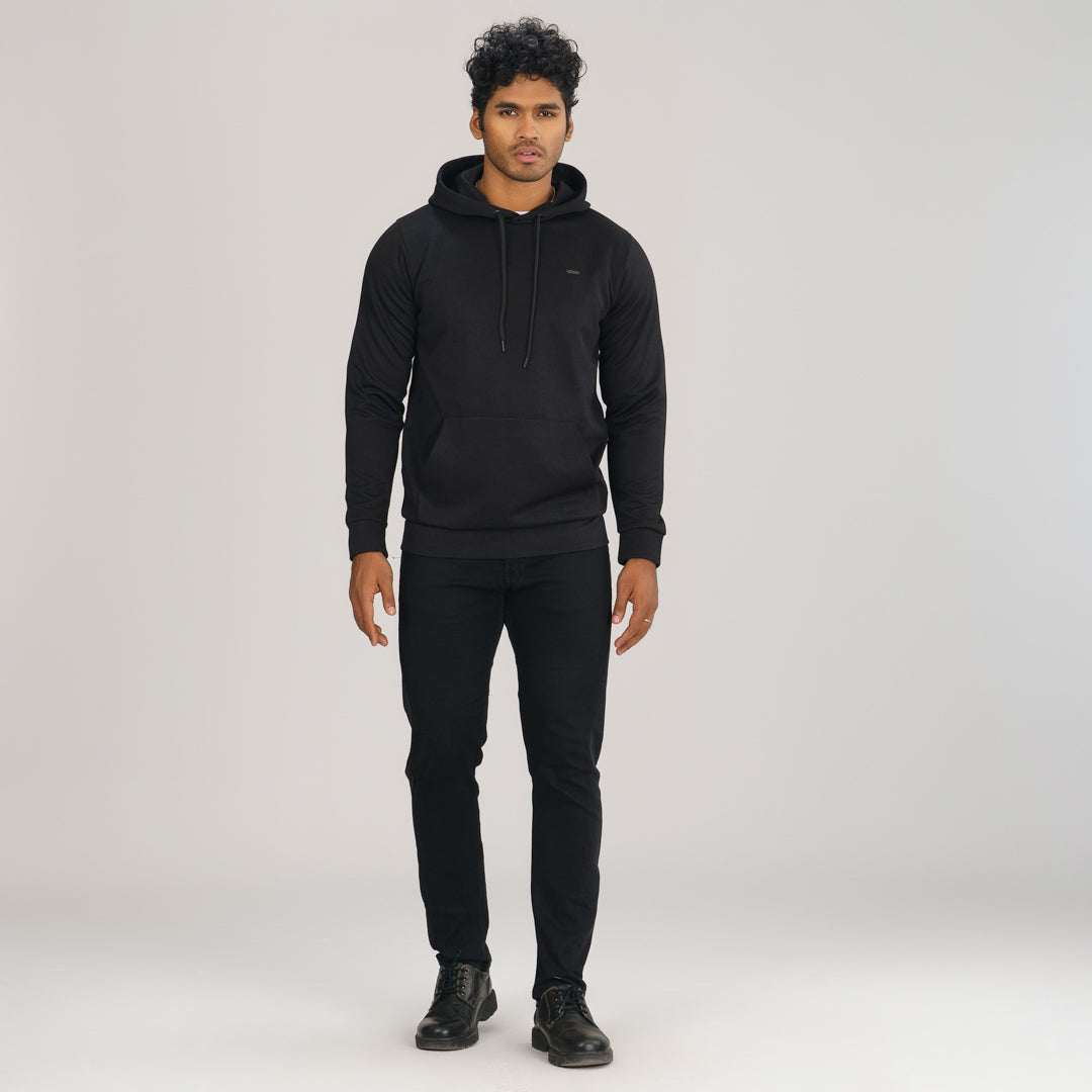 Mens Black Jacquard Hoodie