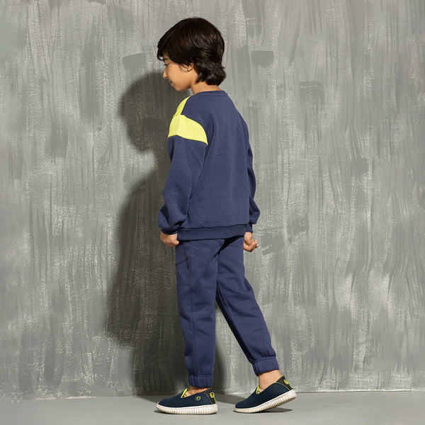 Boys Sweatshirt- Navy & Neon