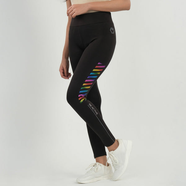 Women's Black Printed Leggings